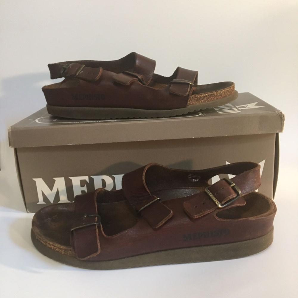 Vintage Mephisto Cork Sandal Holly Antic 7042 Brown Leather Size 10 US 40 EU